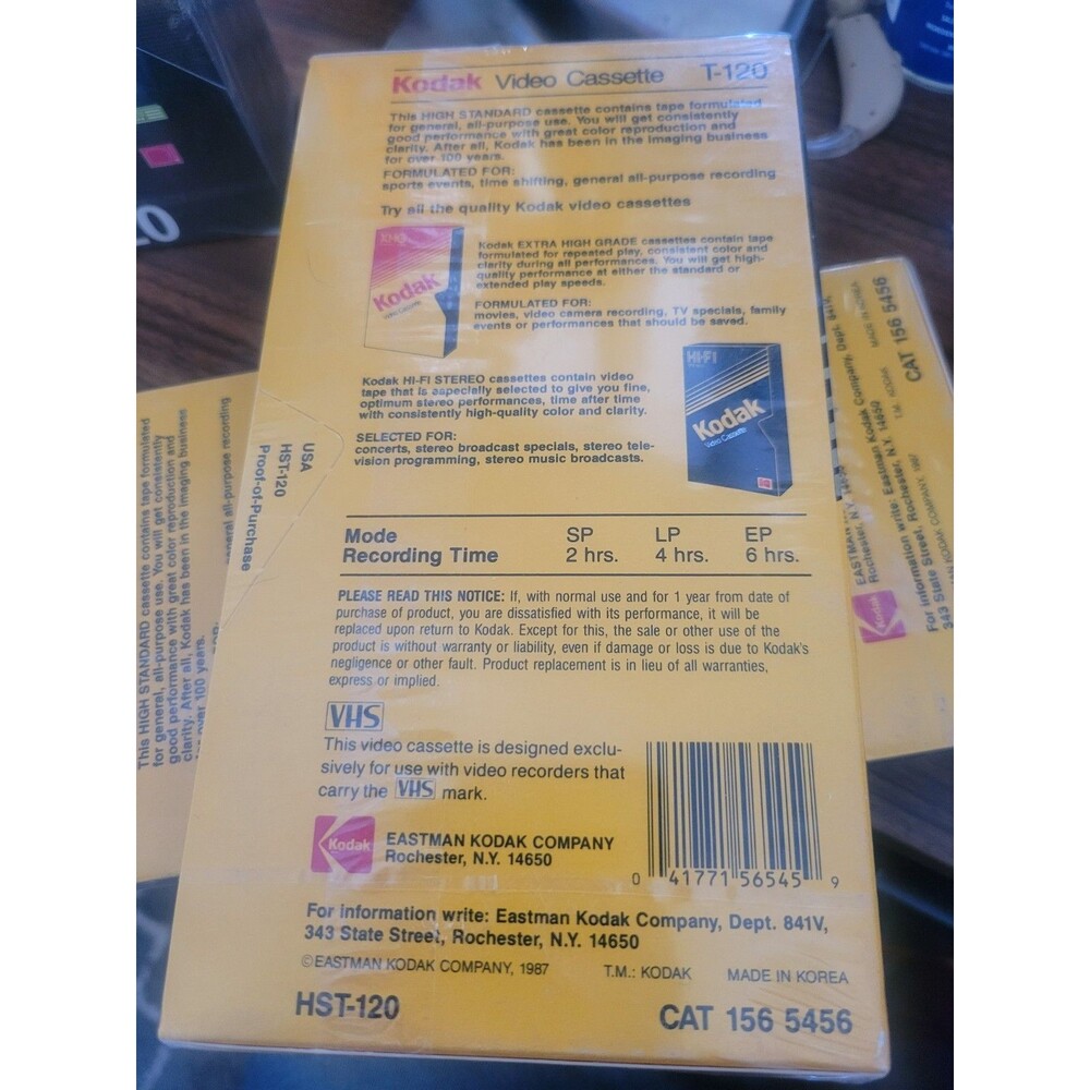 NEW Kodak HS  T-120 High Standard and 2 Polaroid HG Blank VHS Tapes Sealed - Picture 5 of 5